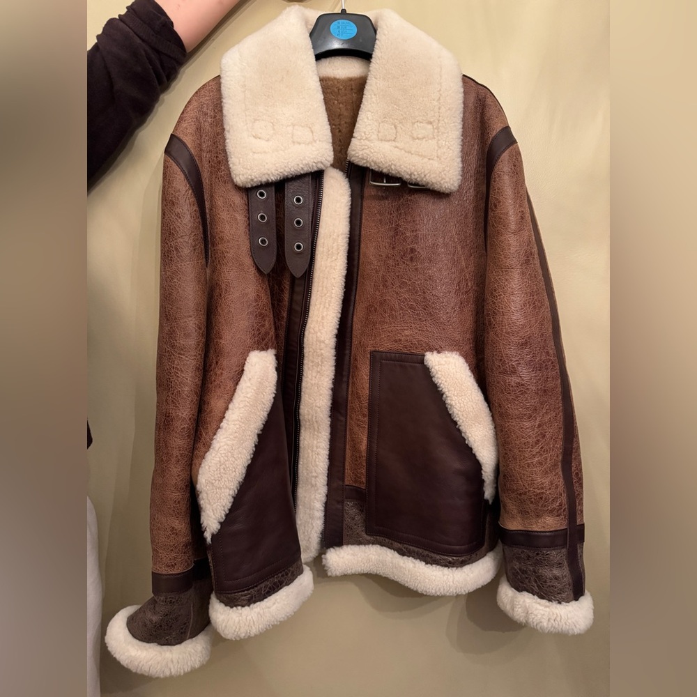 COACH LEATHER AND SHEARLING BOMBER JACKET
